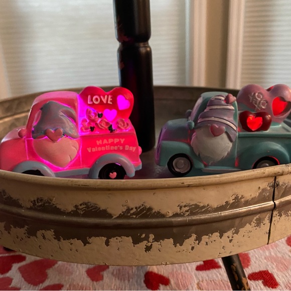 Valentine’s Day Gnome Decor, Valentine’s Day LED Lighted Gnome Cars Set Of 2 - Picture 2 of 16